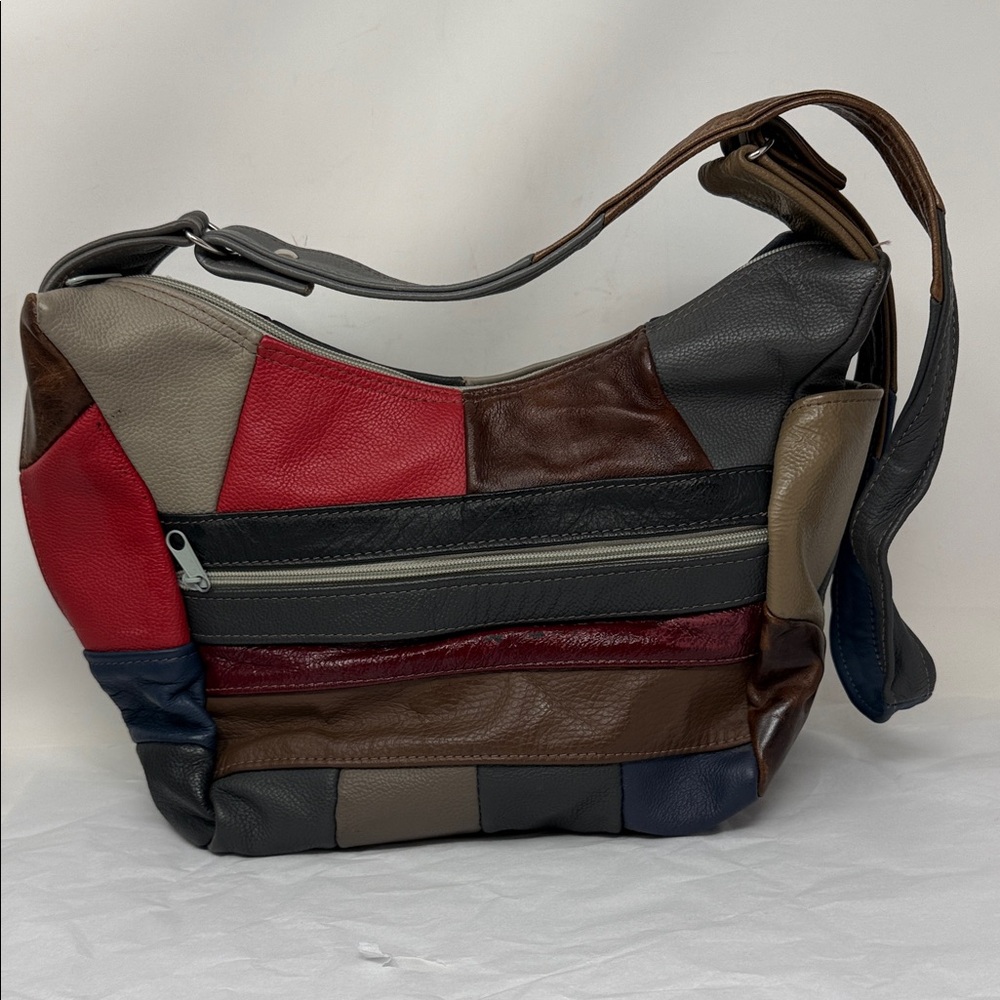 Patchwork Leather Hobo Bag Boho Slouchy Shoulder Purse Y2K artisan Indie - Picture 2 of 12